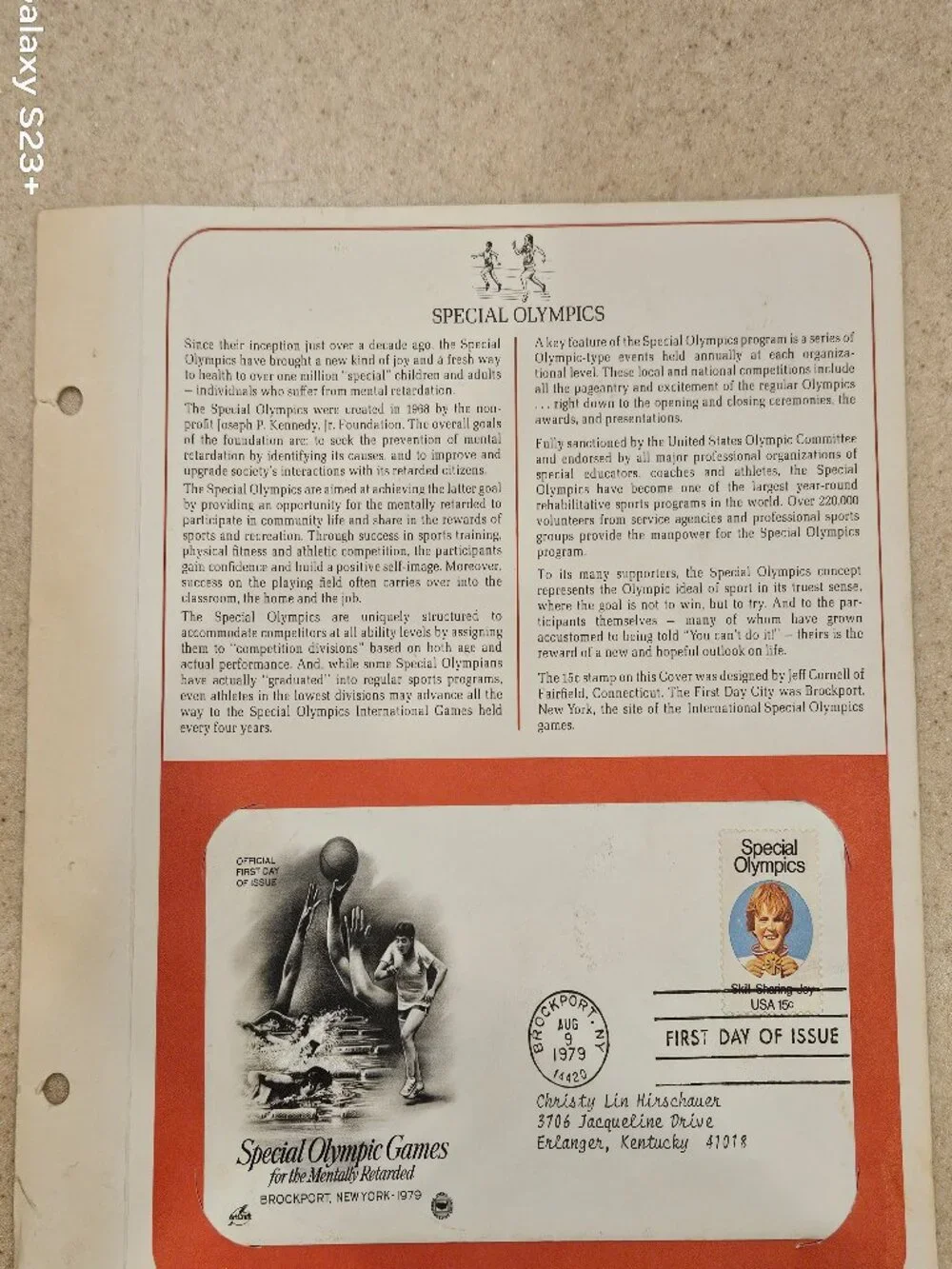 RARE COLLECTIBLE USPS 1ST DAY ISSUE SPECIAL OLYMPICS MENTALLY RETARDED STAMP FDC